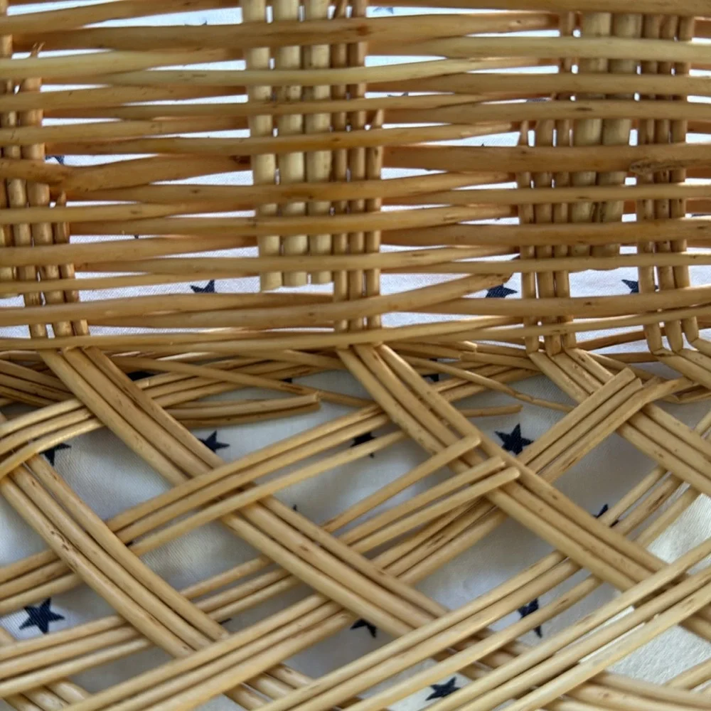 Vintage Wicker Set of 2 Woven Rectangular Baskets / Bread / Fruit Tray Light Tan